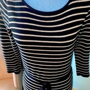 Sweater Dress Navy and Gray Striped Size Small By 525 America 100% Cotton